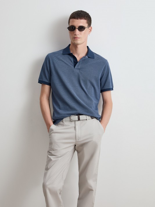 Two-tone knitted polo shirt