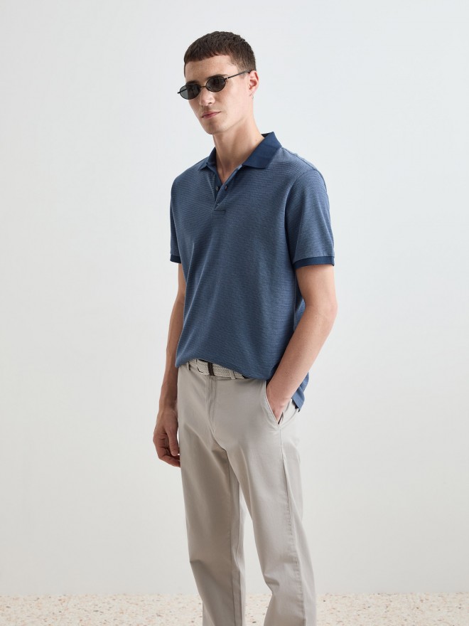 Two-tone knitted polo shirt
