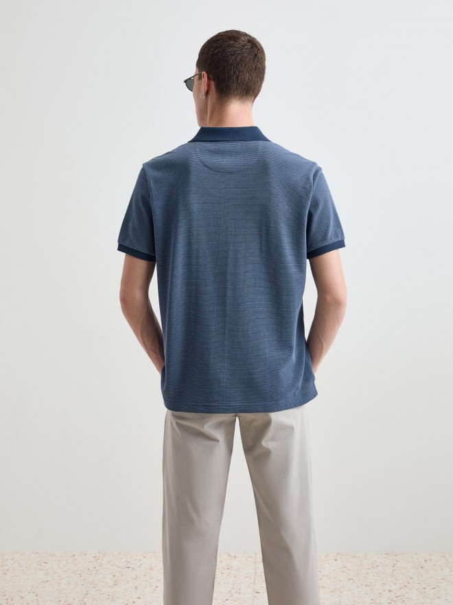 Two-tone knitted polo shirt