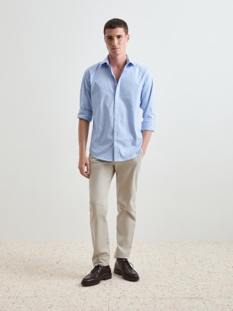 Camisa às riscas em algodão Camisa às riscas em algodão
