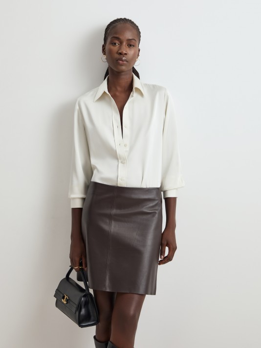 Short leather skirt