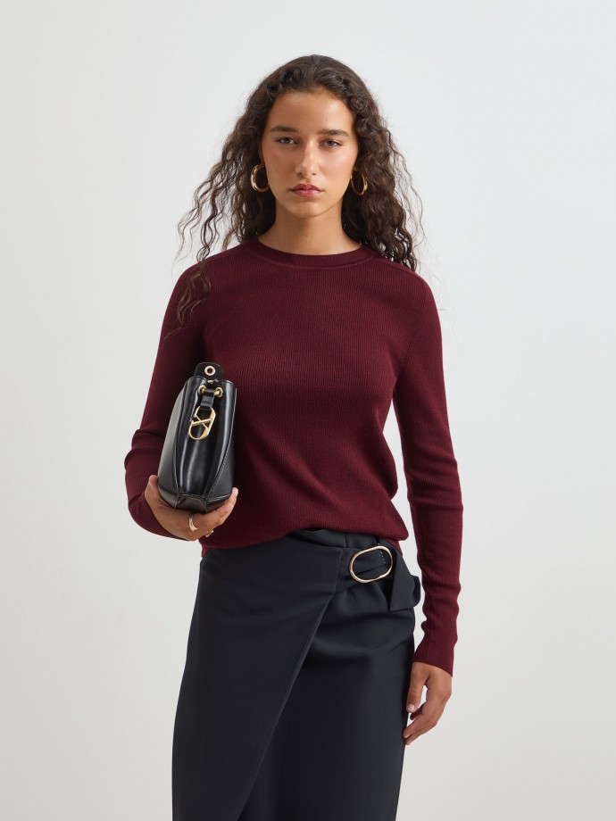 Sweater Ribbed Bottom Ribbed knit wool sweater - D003750V01_373 - Decenio
