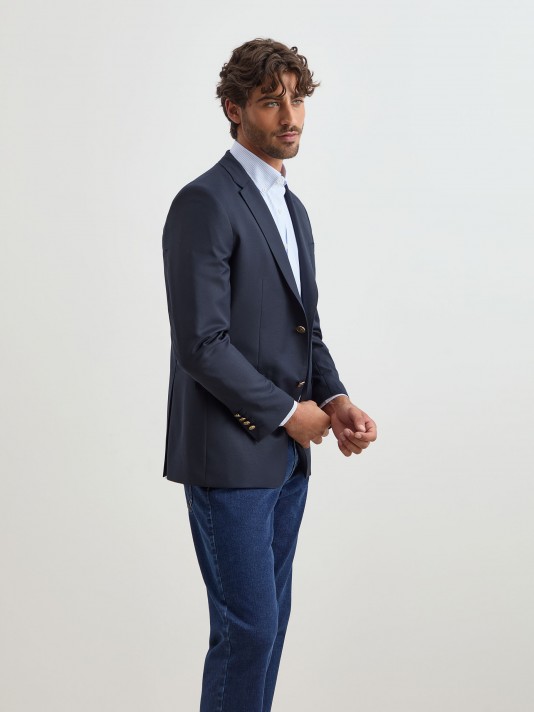 Blazer with wool and gold buttons - D003020_599 - Decenio