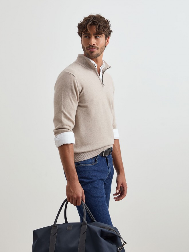 Camisola com carcela em lã Camisola com carcela em lã