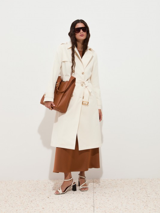 Gabardine-style coat with belt