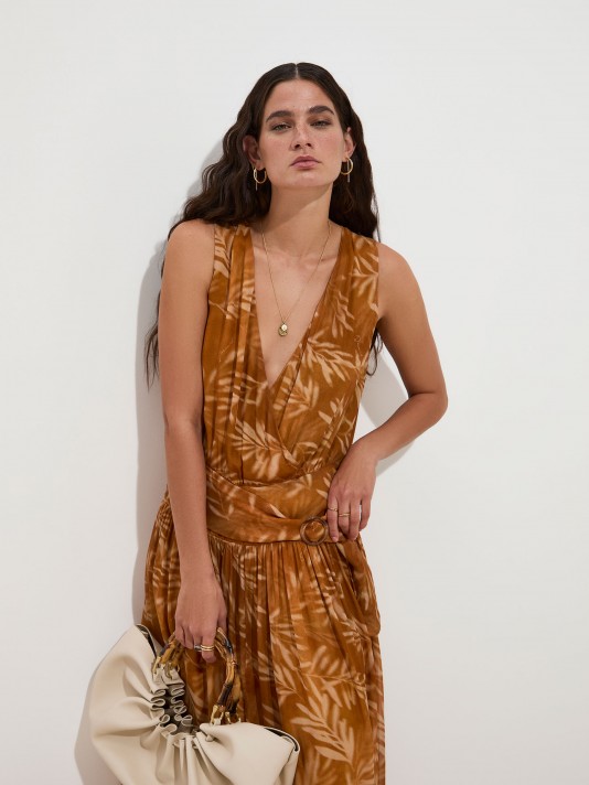 vestido midi estampado