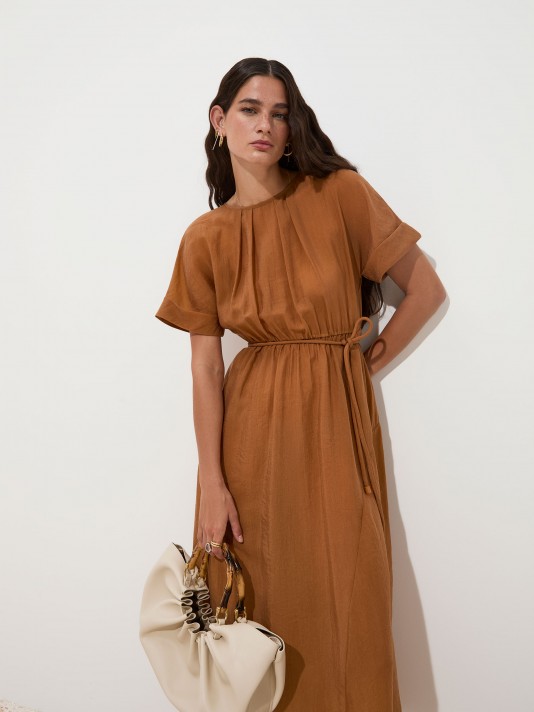 Vestido midi em cupro