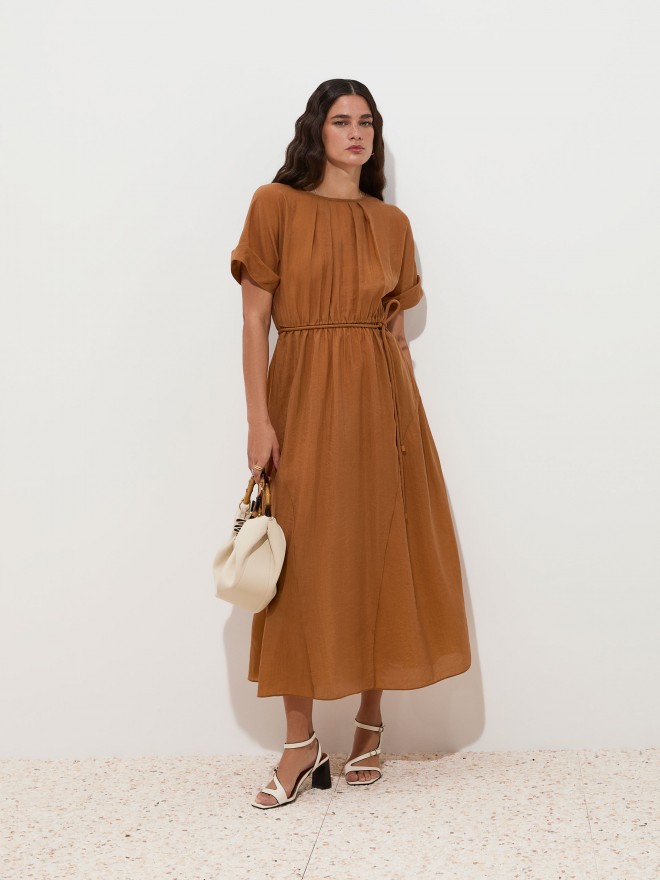 Vestido midi de cupro