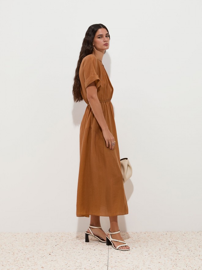 Vestido midi de cupro