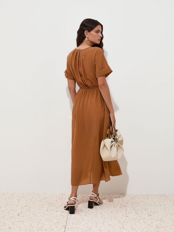 Vestido midi de cupro