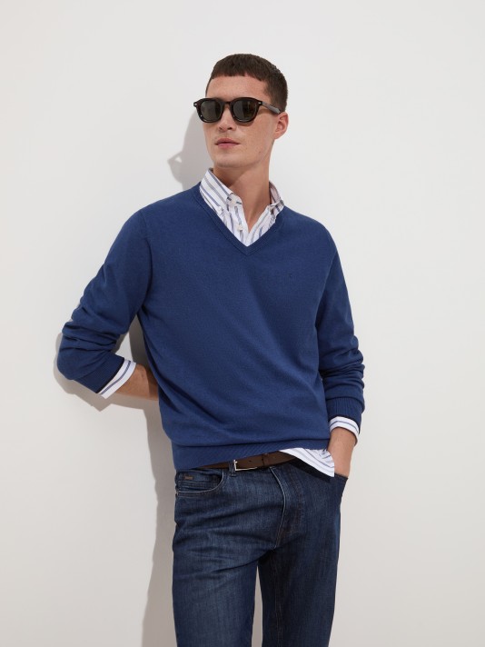 Pullover em algod�o e caxemira