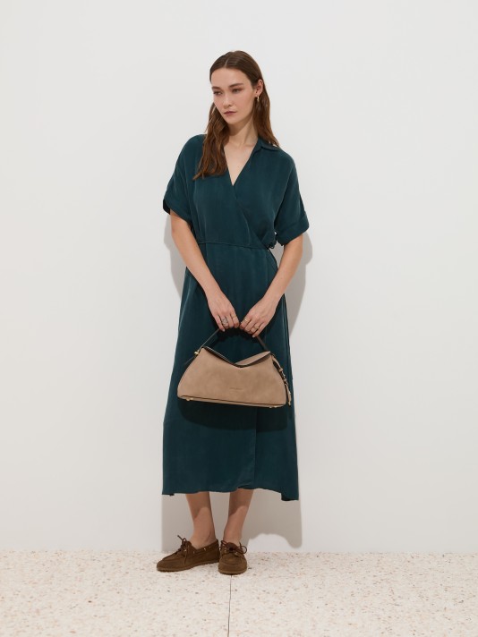 knee length dresses for ladies ANDREA PLUM CHOC CUPRO MIDI DRESS  DISSH