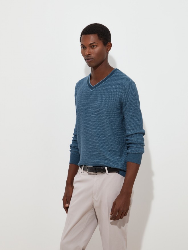 Pullover de algodão com textura Pullover de algodão com textura