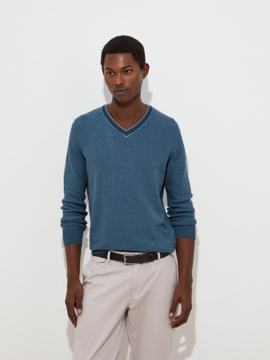 Pullover de algod�o com textura