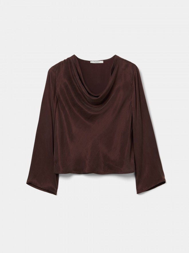 Draped blouse with cupro fabric Draped blouse with cupro fabric