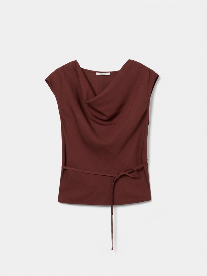 Blusa drapeada com cinto Blusa drapeada com cinto