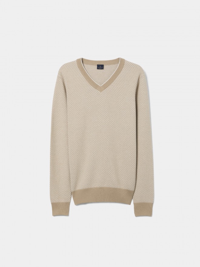 Two-tone pullover in cotton and wool Two-tone pullover in cotton and wool