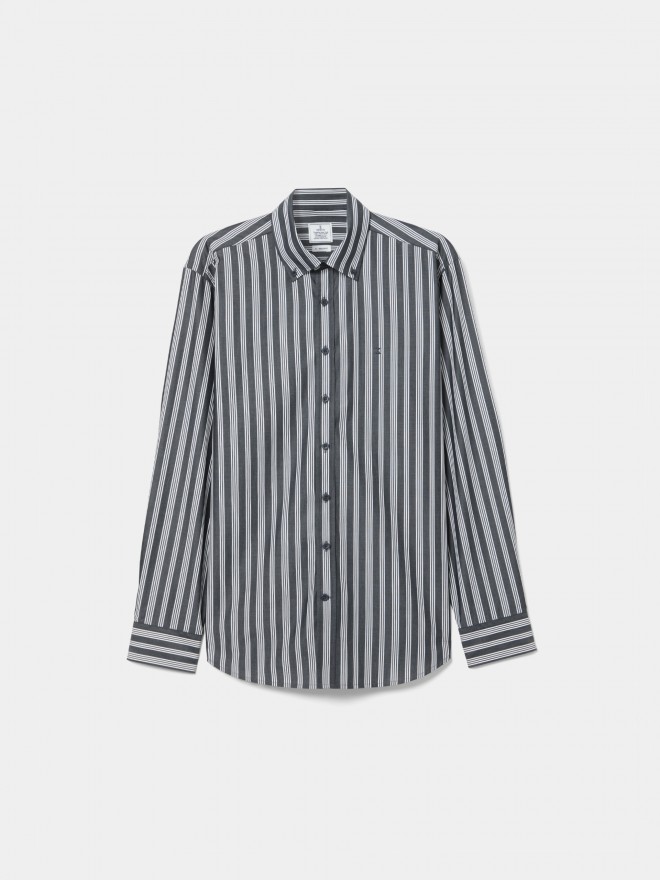 Camisa regular fit às riscas Camisa regular fit às riscas