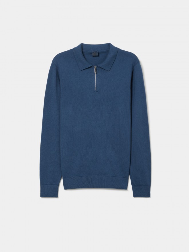 Polo shirt in cotton and cashmere