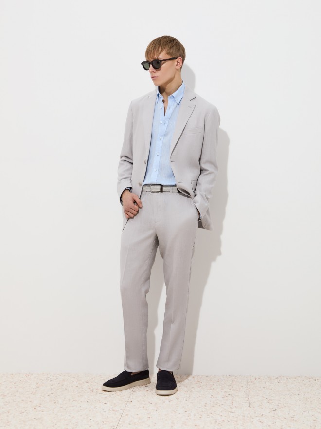 Regular fit linen blazer