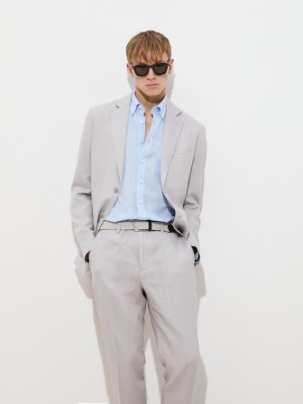 Regular fit linen blazer