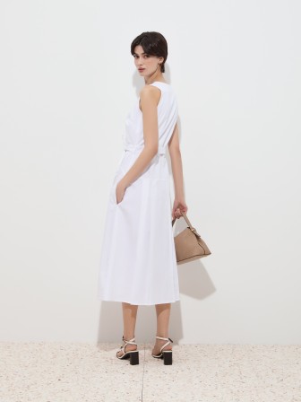 Vestido midi com liocel e linho Vestido midi com liocel e linho