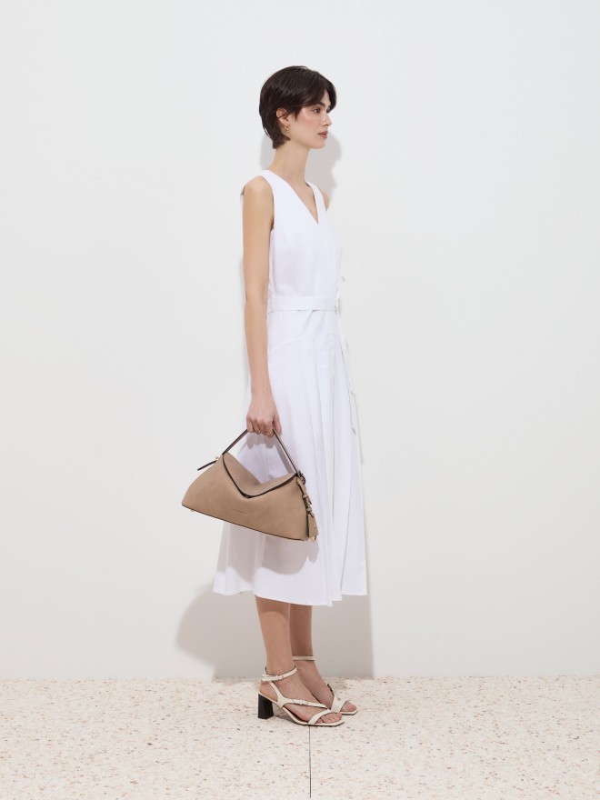 Vestido midi com liocel e linho Vestido midi com liocel e linho