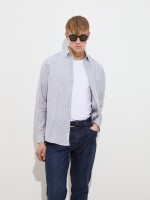 Regular fit linen shirt with stripes Regular fit linen shirt with stripes