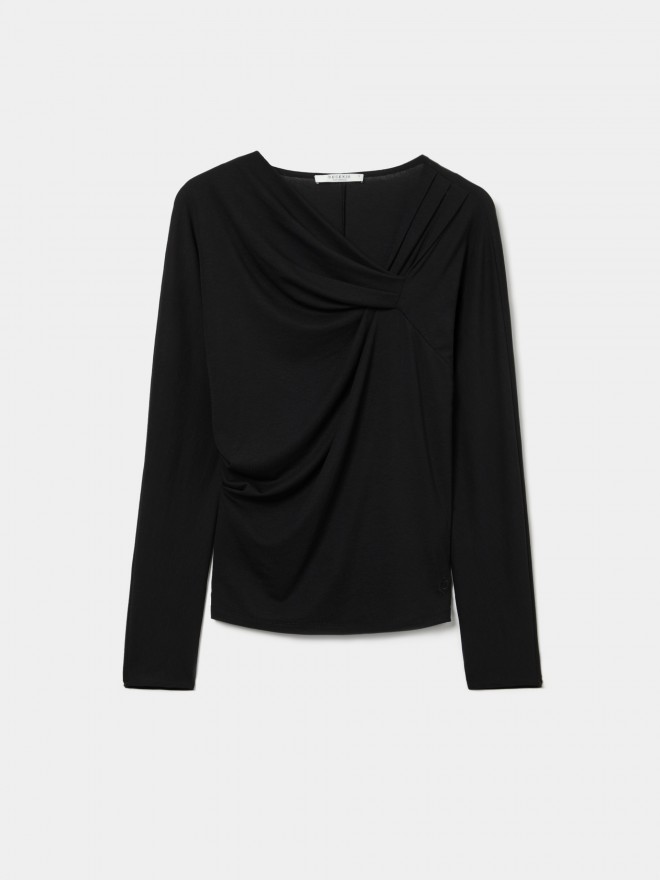 Sweater with asymmetrical neckline