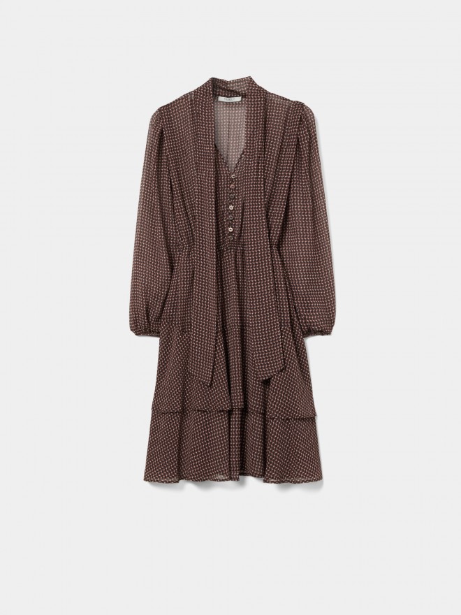 Vestido estampado com laçada Vestido estampado com laçada