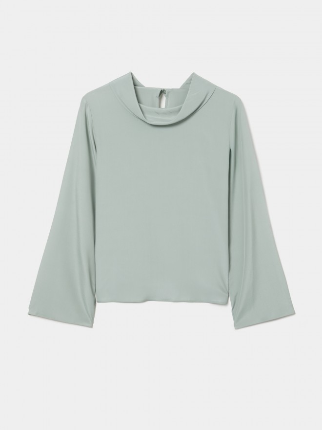 Off-the-shoulder blouse in silk