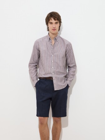 Striped shirt in cotton and linen