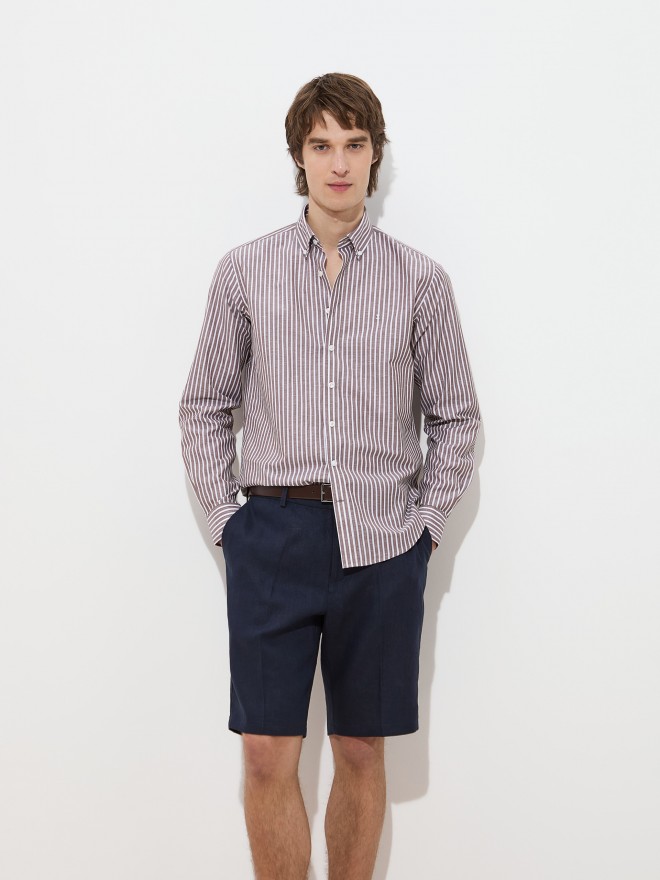 Striped shirt in cotton and linen Striped shirt in cotton and linen