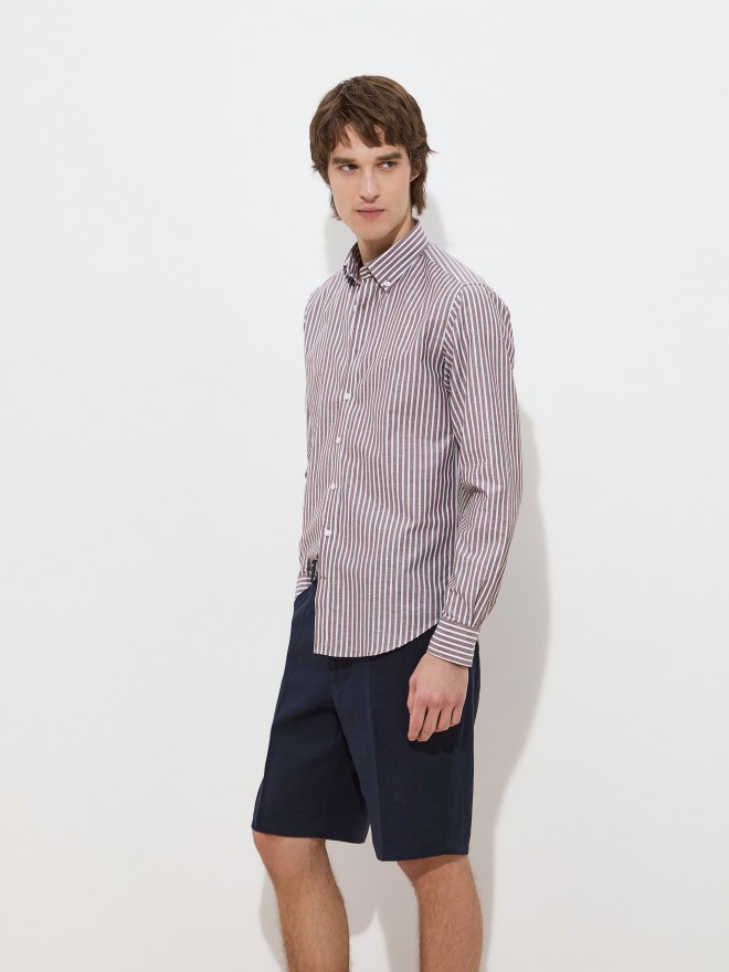 Striped shirt in cotton and linen Striped shirt in cotton and linen