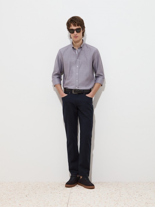 Regular fit cotton trousers