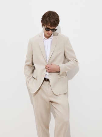 Slim fit blazer in linen and cotton