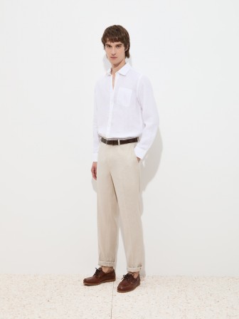 Slim fit trousers in linen and cotton Slim fit trousers in linen and cotton