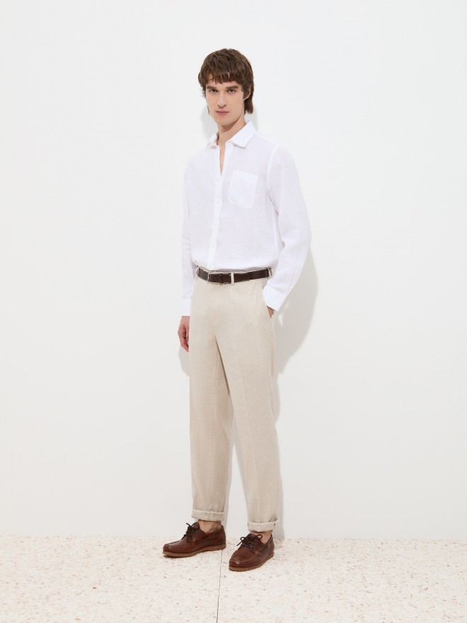Slim fit trousers in linen and cotton Slim fit trousers in linen and cotton