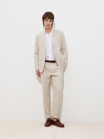 Slim fit trousers in linen and cotton Slim fit trousers in linen and cotton