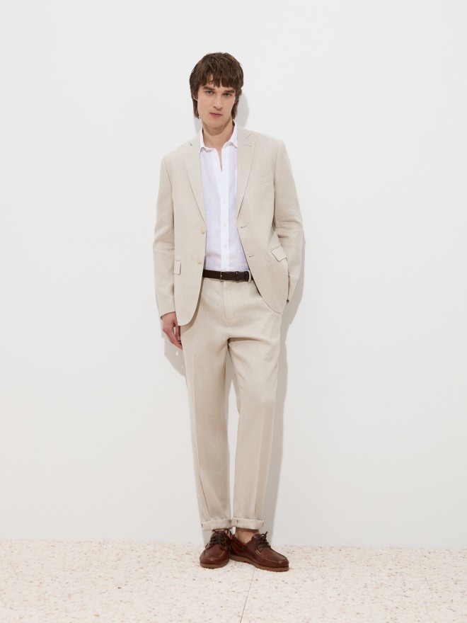 Slim fit trousers in linen and cotton Slim fit trousers in linen and cotton