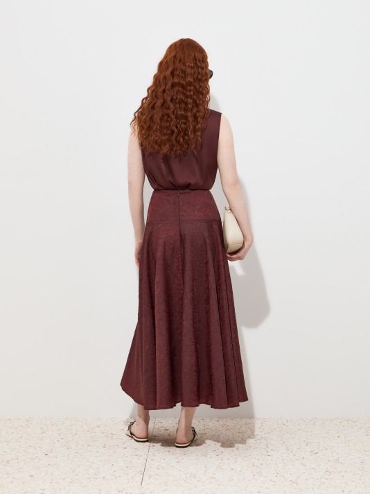 gathered dress with flared skirt Women's Alba Flared Gathered Chiffon Maxi Skirt S/M/L/Customize Pink Nude/Brown MEAN BLVD Pink Nude / Customize main image 1