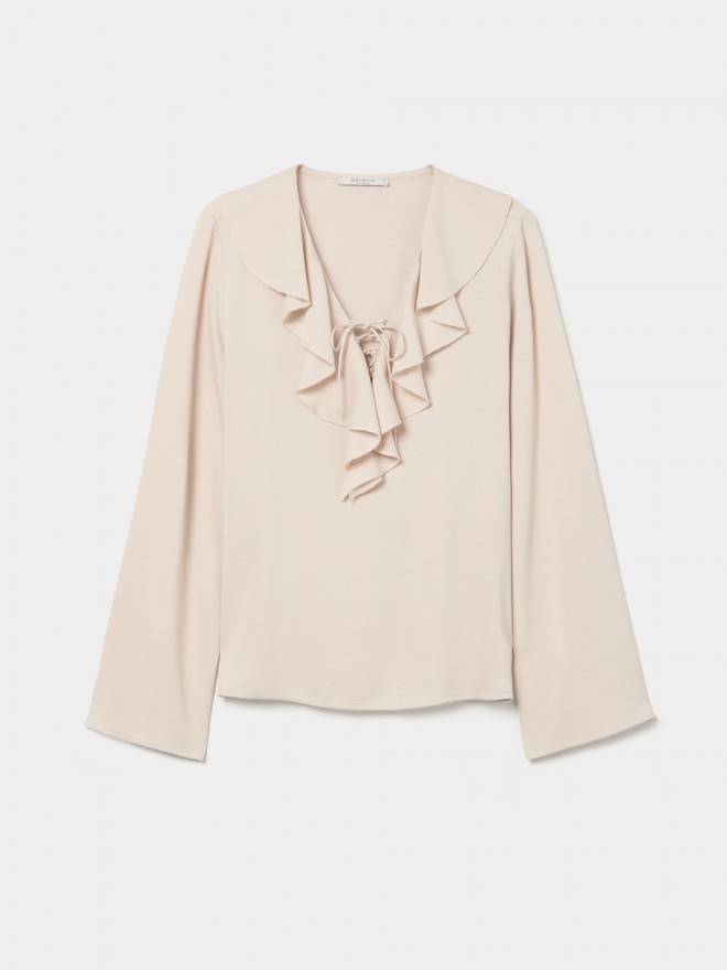 Blusa fluida com folhos Blusa fluida com folhos