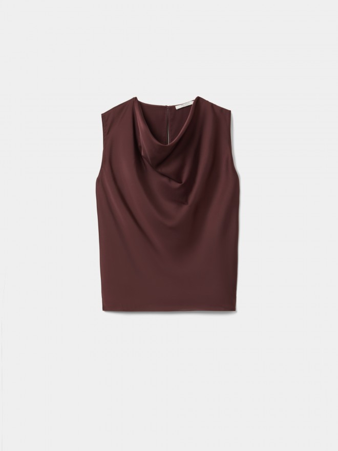 Blusa fluida drapeada sem mangas Blusa fluida drapeada sem mangas