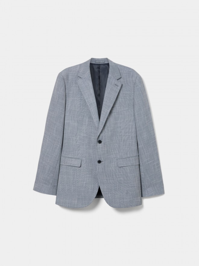 Regular fit blazer with micro-patterned check pattern. Regular fit blazer with micro-patterned check pattern.