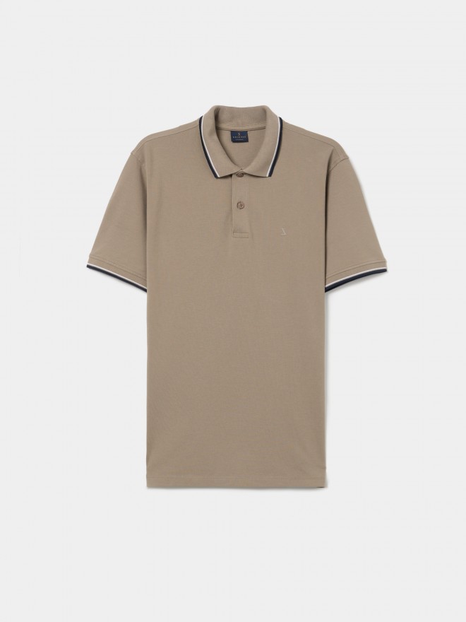 Cotton piqué polo shirt with stripes Cotton piqué polo shirt with stripes