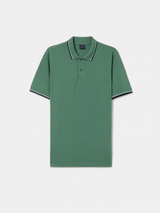 Cotton piqu� polo shirt with stripes