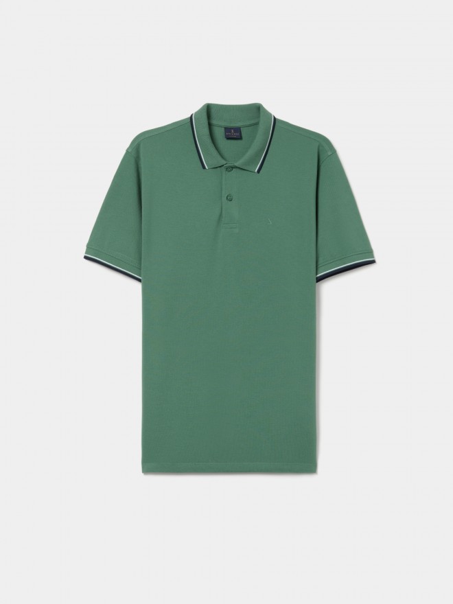 Polo piqué de algodão com riscas Polo piqué de algodão com riscas