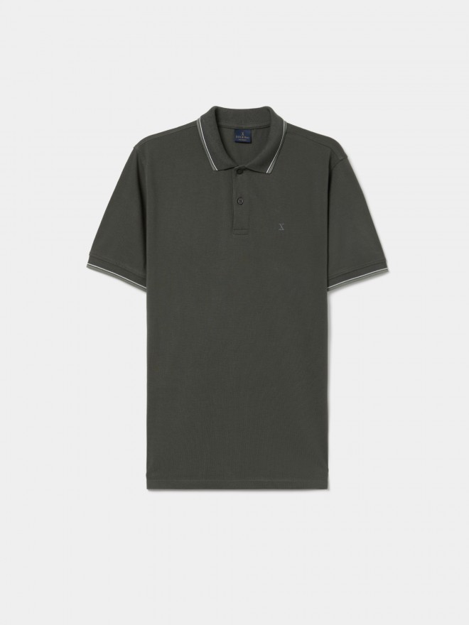 Polo piqué de algodão com riscas Polo piqué de algodão com riscas