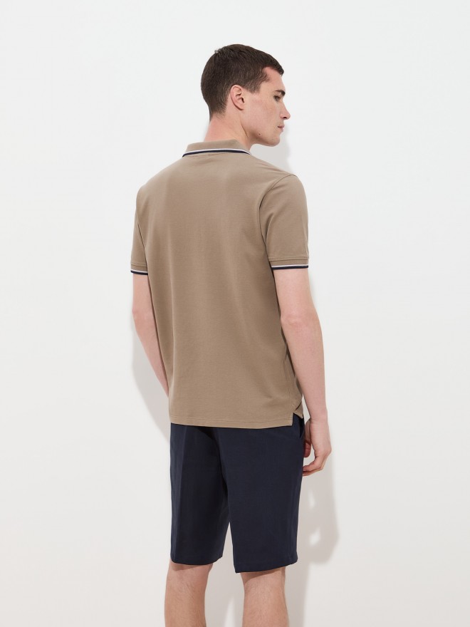 Cotton piqué polo shirt with stripes Cotton piqué polo shirt with stripes