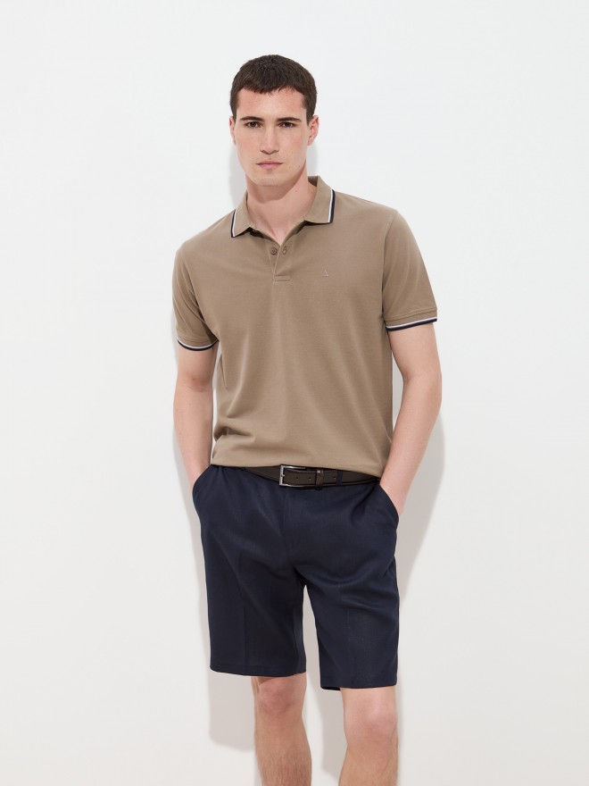 Cotton piqué polo shirt with stripes Cotton piqué polo shirt with stripes